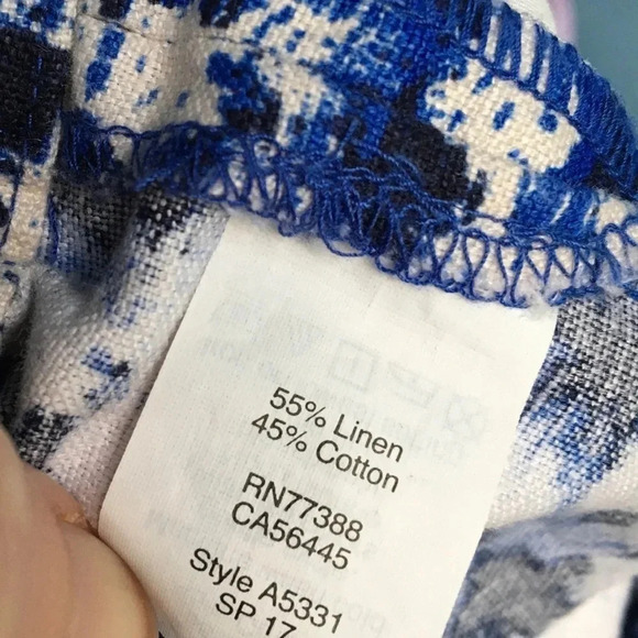 J. Crew Factory Blue Boho Printed Linen Blend Shorts Women’s Size 10 - Picture 5 of 6